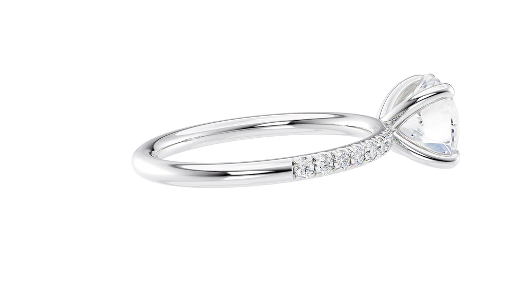 Round Solitaire Slim Diamond Band Engagement Ring