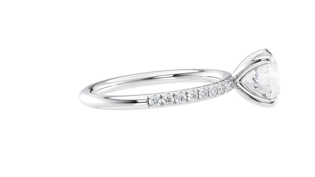 Round Solitaire Slim Diamond Band Engagement Ring