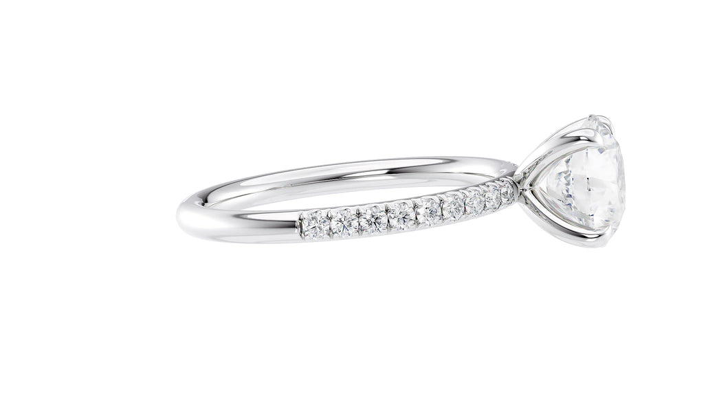 Round Solitaire Slim Diamond Band Engagement Ring