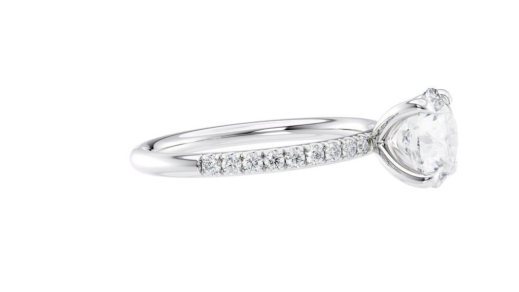 Round Solitaire Slim Diamond Band Engagement Ring