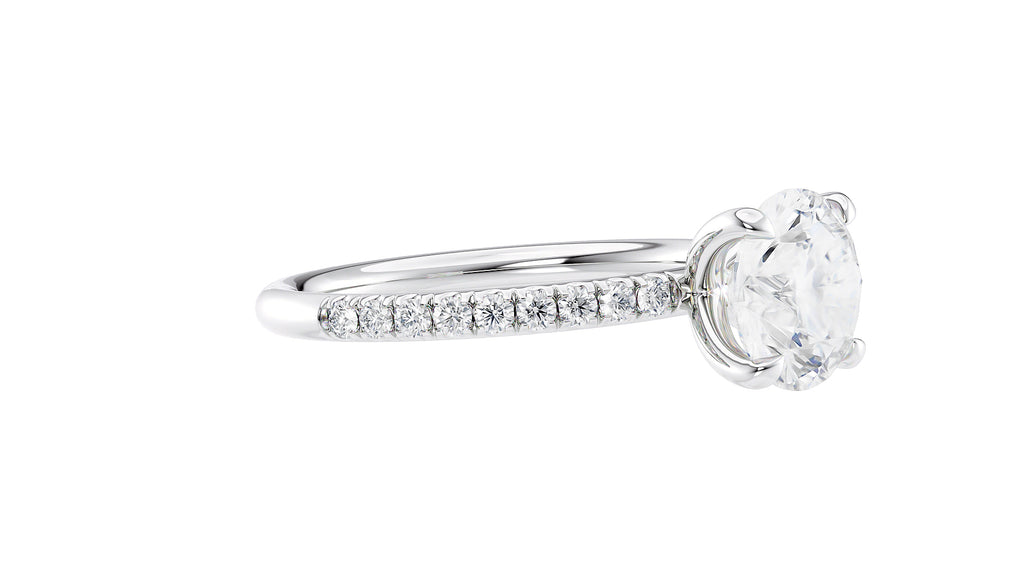 Round Solitaire Slim Diamond Band Engagement Ring