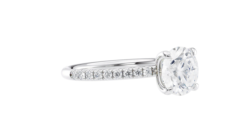 Round Solitaire Slim Diamond Band Engagement Ring