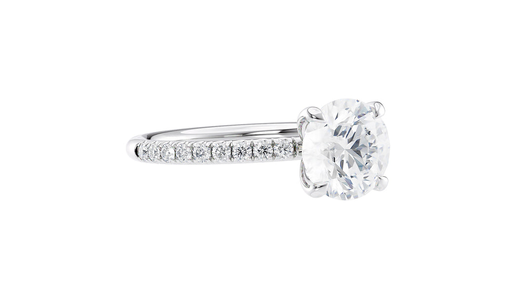 Round Solitaire Slim Diamond Band Engagement Ring