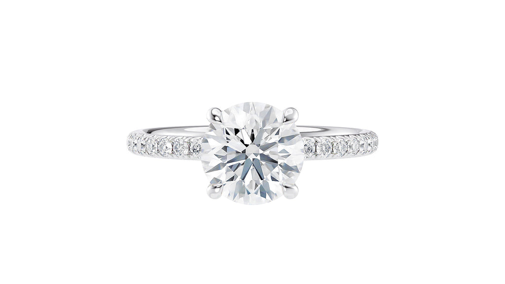 Round Solitaire Slim Diamond Band Engagement Ring