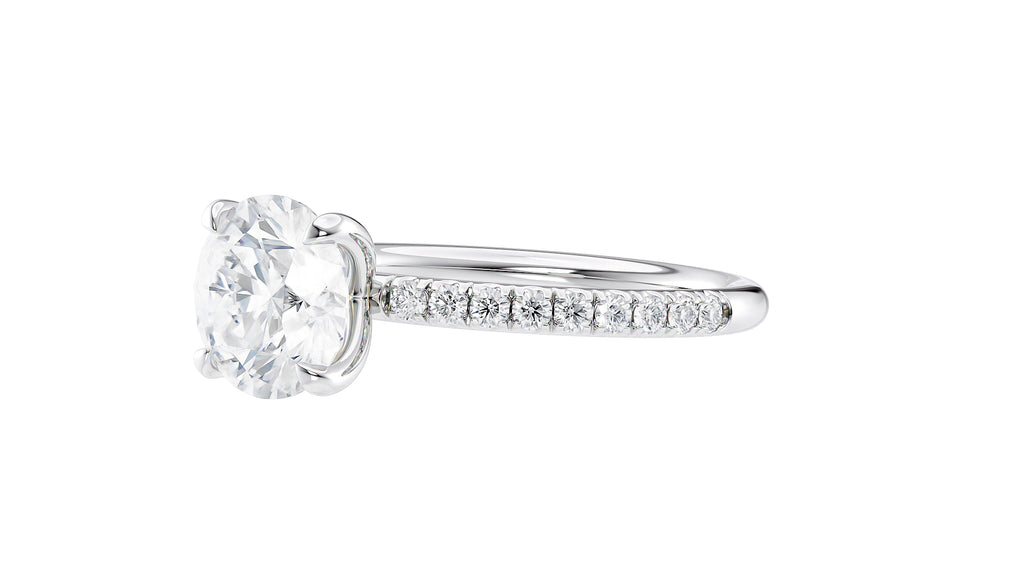 Round Solitaire Slim Diamond Band Engagement Ring