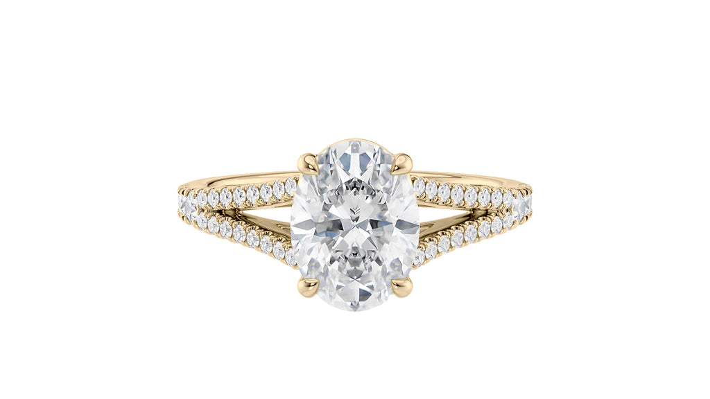 Oval Solitaire Split Diamond Band Engagement Ring