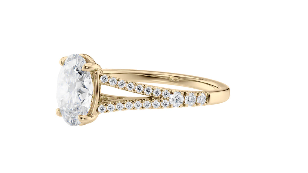Oval Solitaire Split Diamond Band Engagement Ring