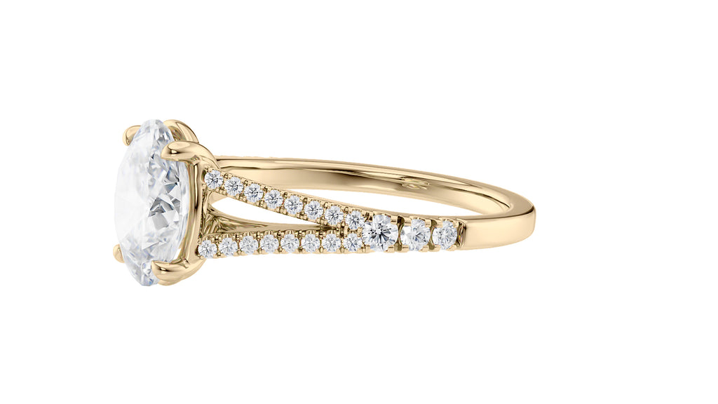Oval Solitaire Split Diamond Band Engagement Ring
