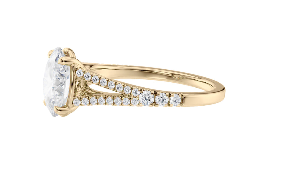 Oval Solitaire Split Diamond Band Engagement Ring