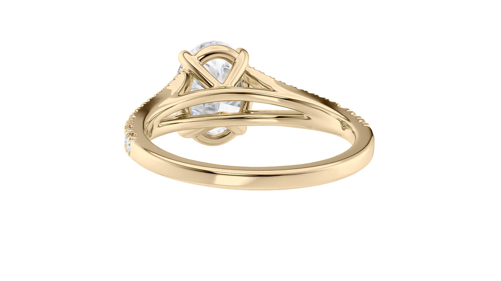 Oval Solitaire Split Diamond Band Engagement Ring
