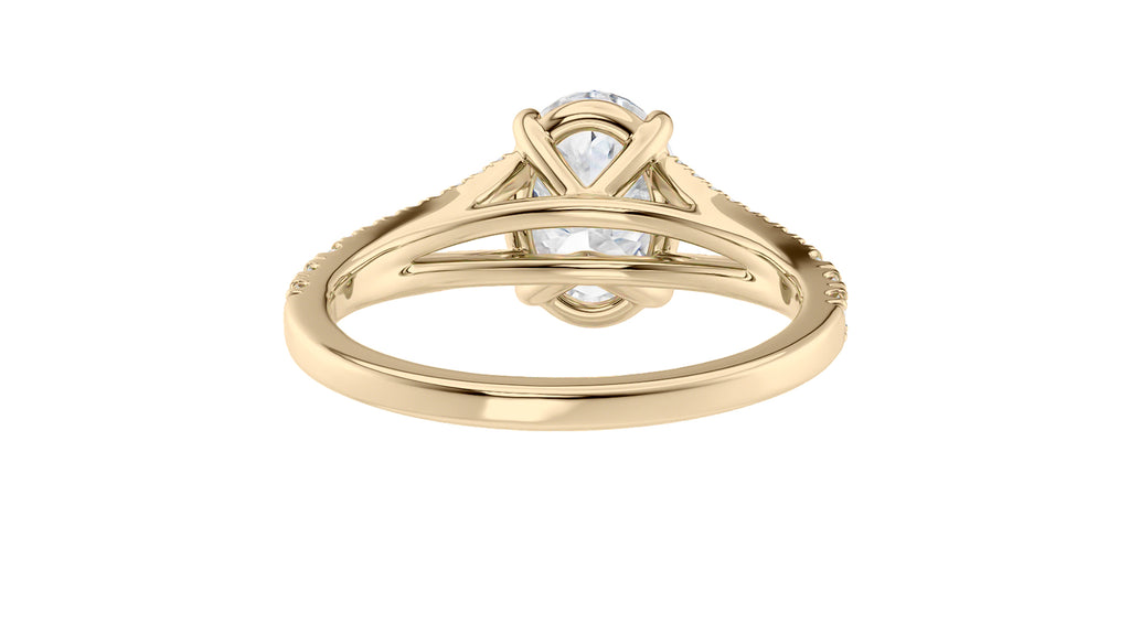 Oval Solitaire Split Diamond Band Engagement Ring