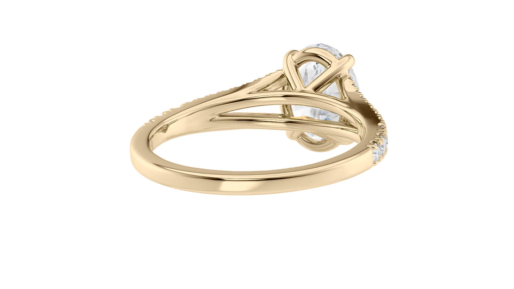 Oval Solitaire Split Diamond Band Engagement Ring