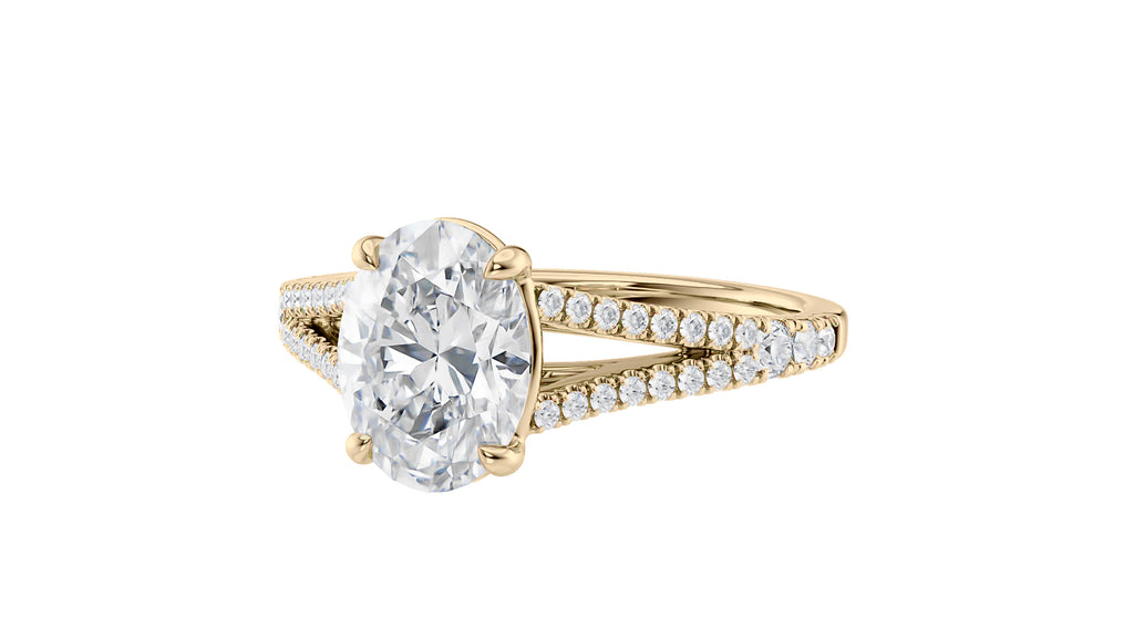 Oval Solitaire Split Diamond Band Engagement Ring