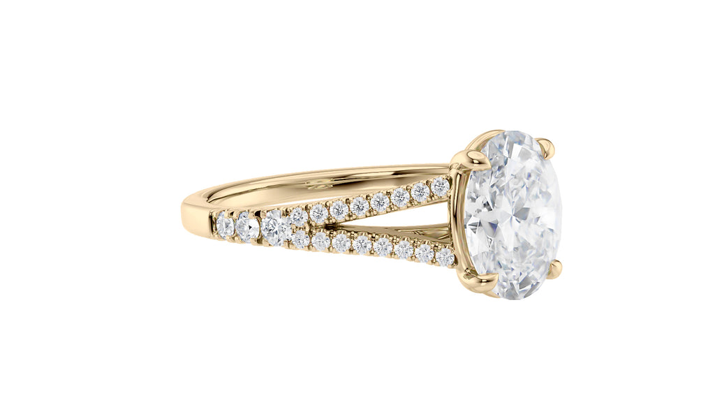 Oval Solitaire Split Diamond Band Engagement Ring