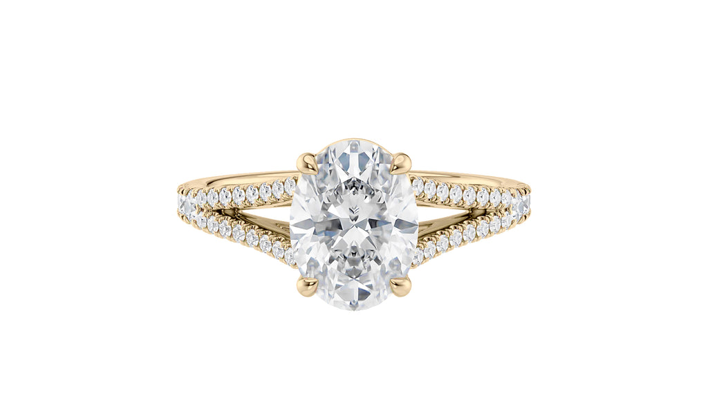 Oval Solitaire Split Diamond Band Engagement Ring