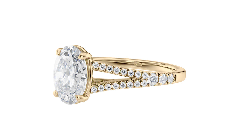 Oval Solitaire Split Diamond Band Engagement Ring