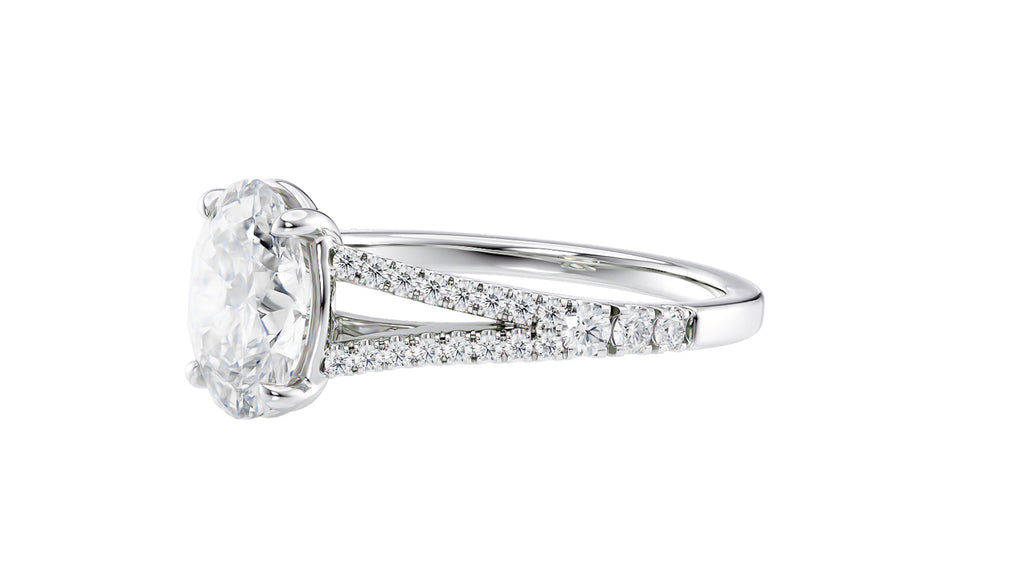 Oval Solitaire Split Diamond Band Engagement Ring