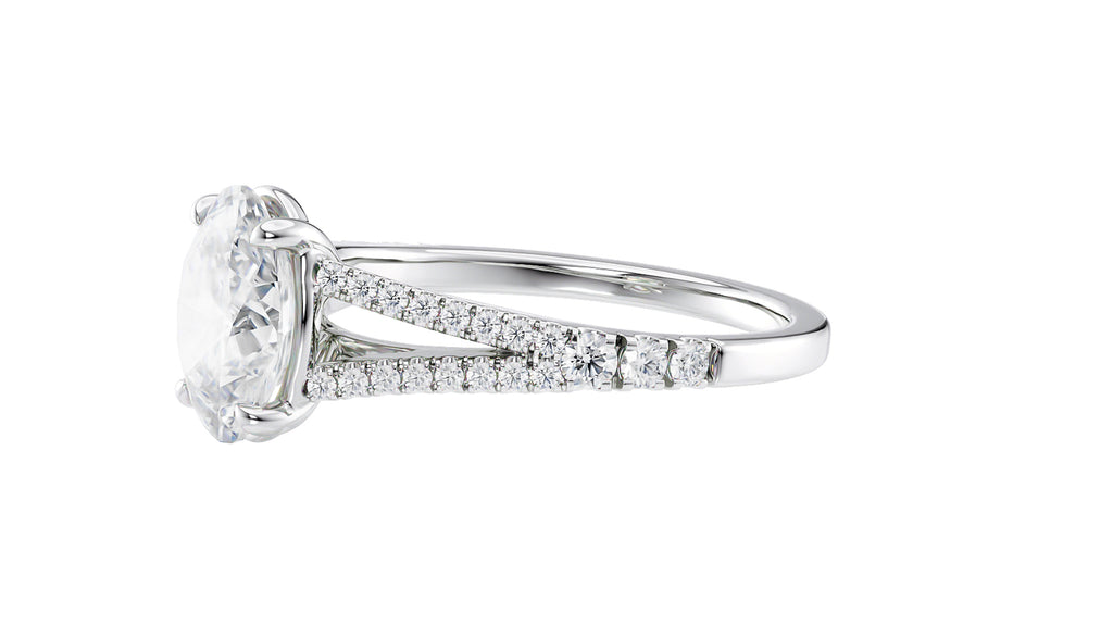 Oval Solitaire Split Diamond Band Engagement Ring