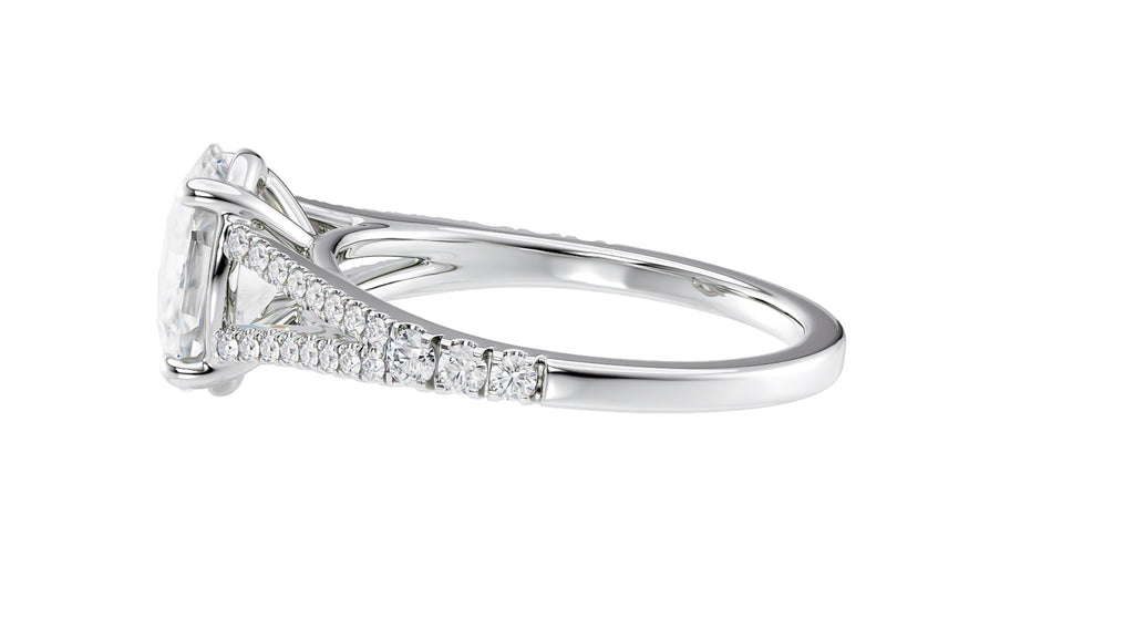 Oval Solitaire Split Diamond Band Engagement Ring