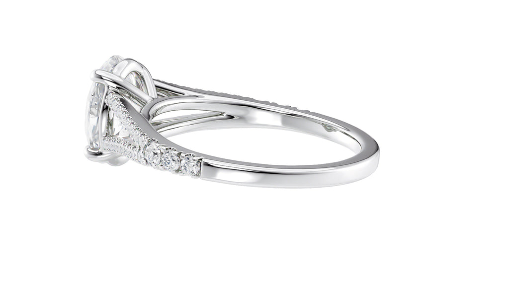 Oval Solitaire Split Diamond Band Engagement Ring