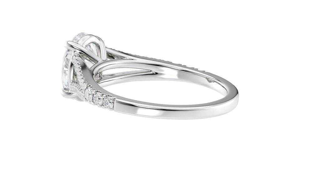 Oval Solitaire Split Diamond Band Engagement Ring