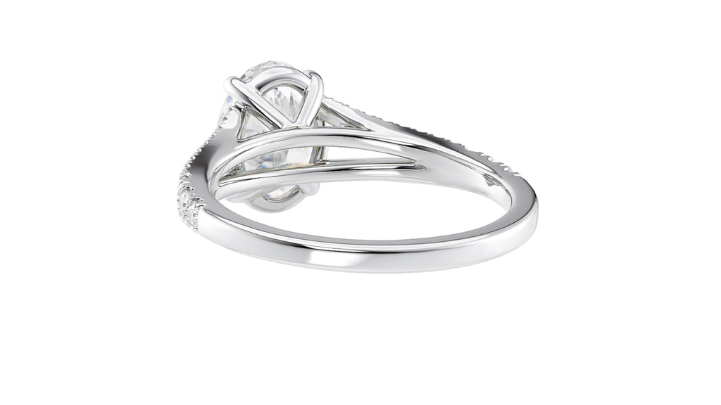 Oval Solitaire Split Diamond Band Engagement Ring