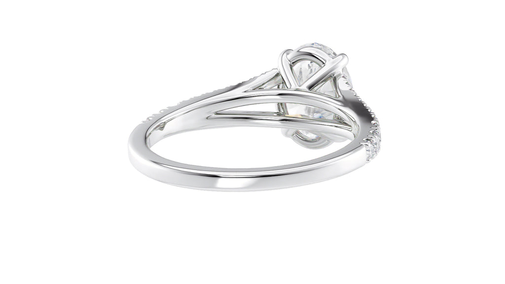 Oval Solitaire Split Diamond Band Engagement Ring