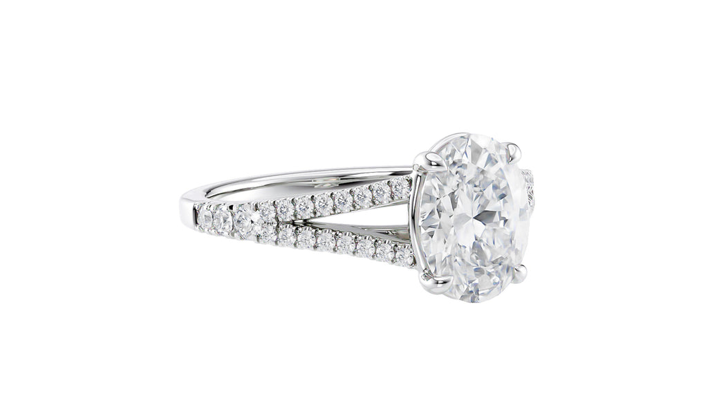 Oval Solitaire Split Diamond Band Engagement Ring