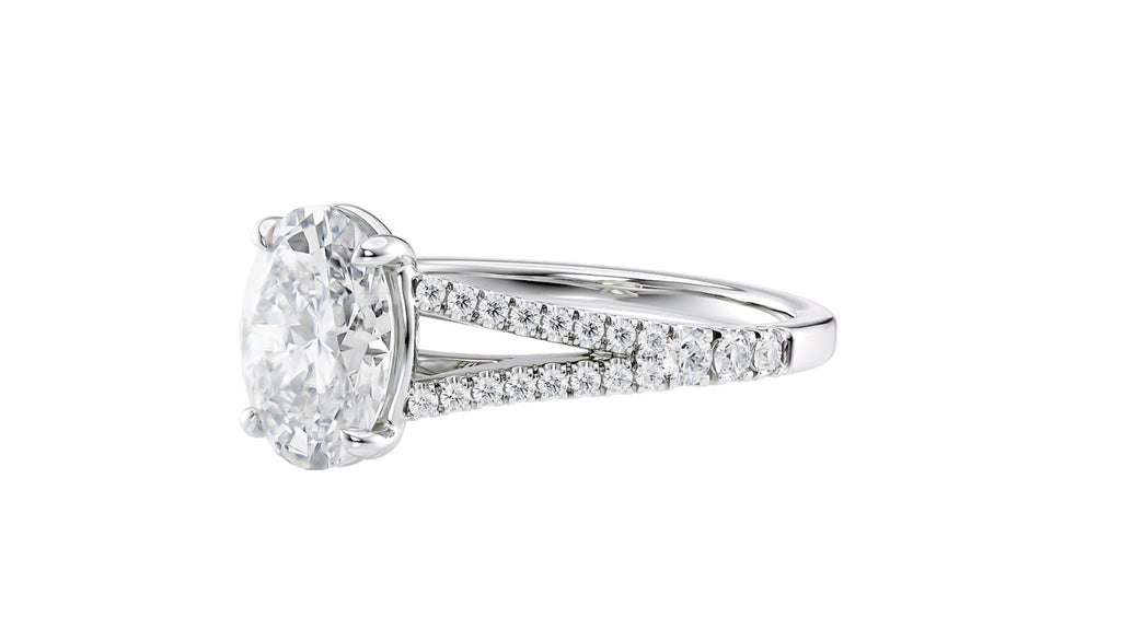 Oval Solitaire Split Diamond Band Engagement Ring