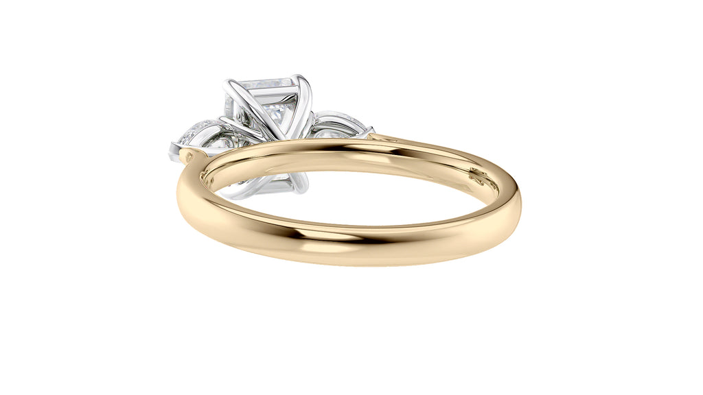 Emerald & Pear Cut Trilogy Diamond Engagement Ring