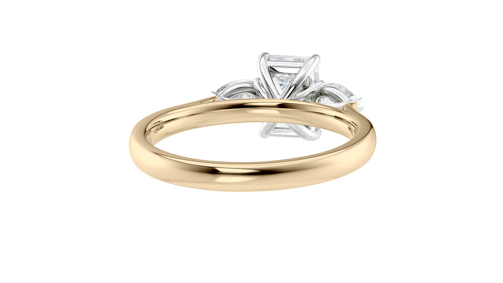 Emerald & Pear Cut Trilogy Diamond Engagement Ring