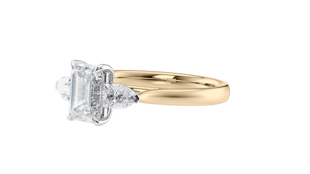 Emerald & Pear Cut Trilogy Diamond Engagement Ring