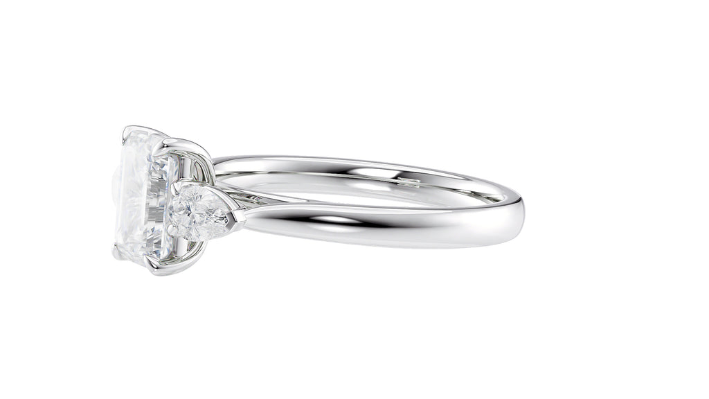 Emerald & Pear Cut Trilogy Diamond Engagement Ring