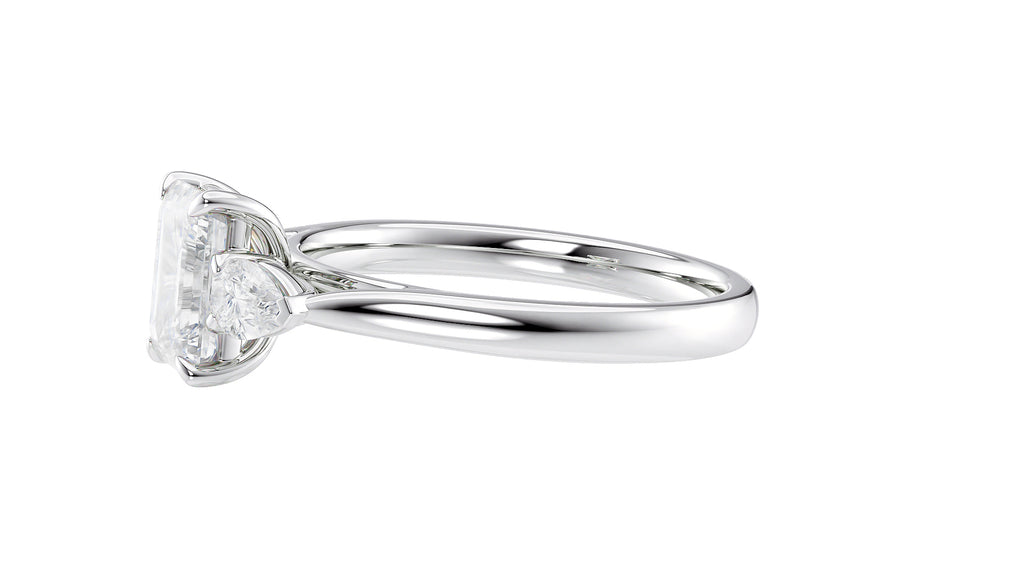 Emerald & Pear Cut Trilogy Diamond Engagement Ring