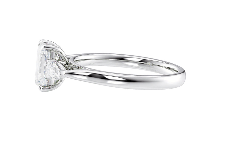 Emerald & Pear Cut Trilogy Diamond Engagement Ring