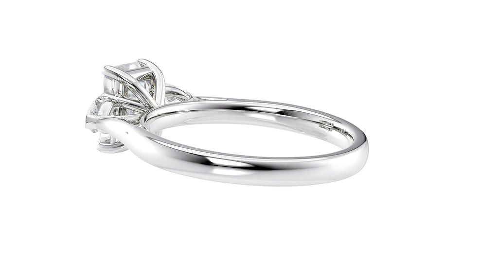 Emerald & Pear Cut Trilogy Diamond Engagement Ring