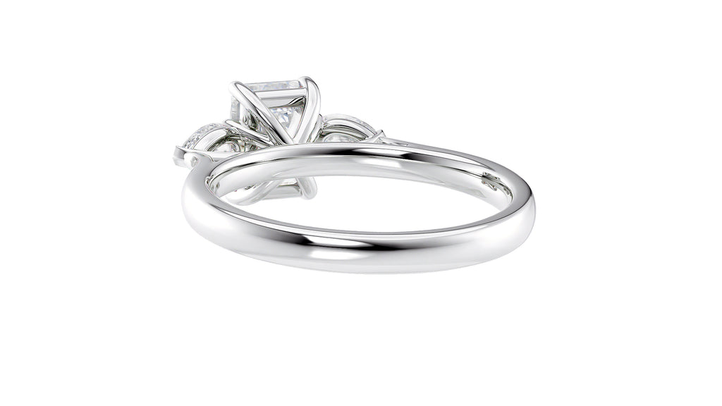 Emerald & Pear Cut Trilogy Diamond Engagement Ring