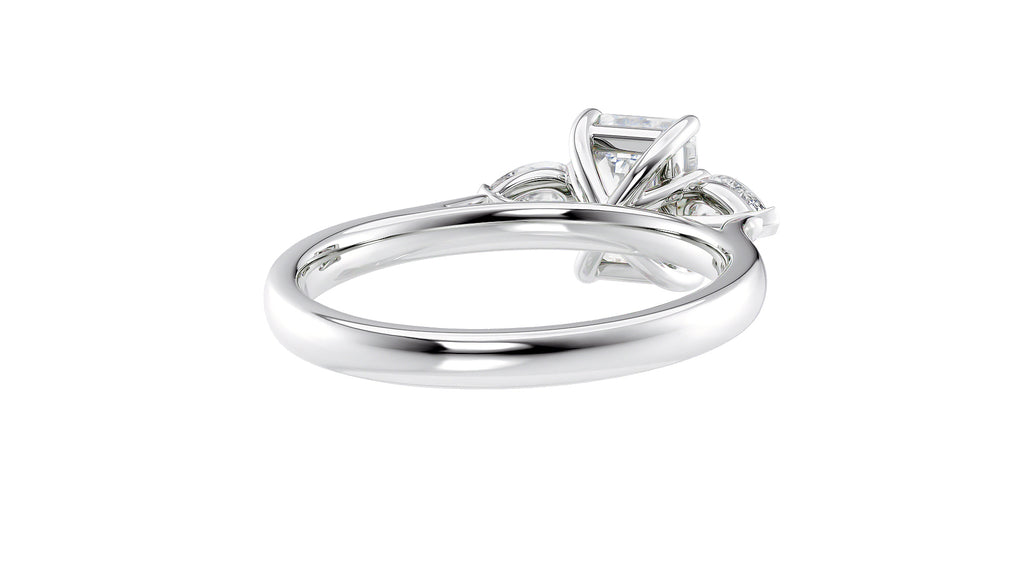 Emerald & Pear Cut Trilogy Diamond Engagement Ring