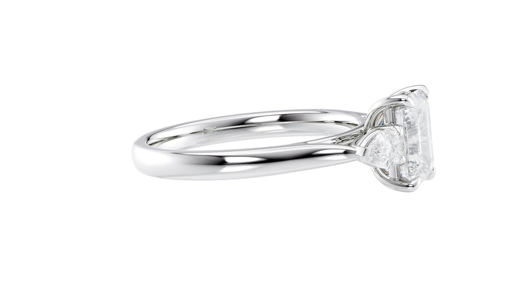 Emerald & Pear Cut Trilogy Diamond Engagement Ring