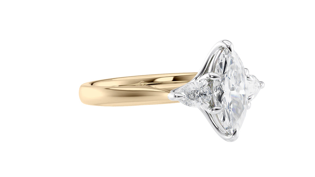 Marquise & Pear Cut 3 Stone Diamond Engagement Ring