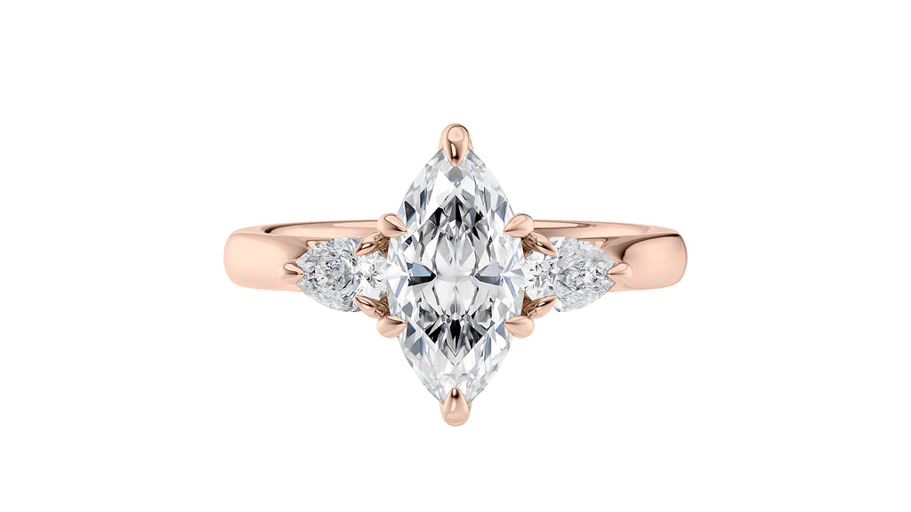 Marquise & Pear Cut 3 Stone Diamond Engagement Ring