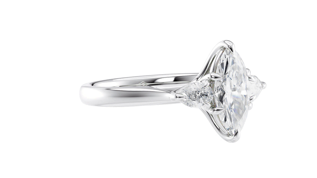 Marquise & Pear Cut 3 Stone Diamond Engagement Ring