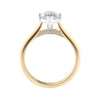 Marquise cut solitaire diamond engagement ring gold side view.