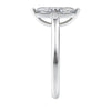 Marquise cut solitaire diamond engagement ring white gold end view.