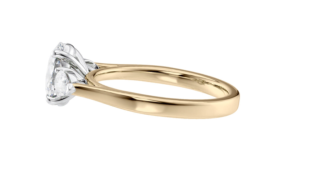 Oval & Pear Cut 3 Stone Diamond Engagement Ring