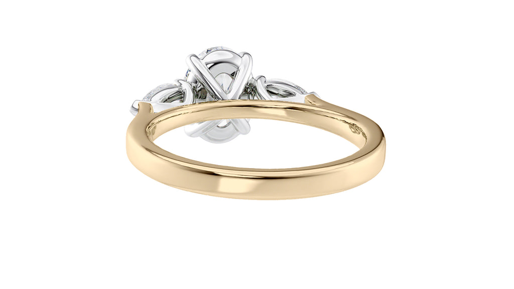 Oval & Pear Cut 3 Stone Diamond Engagement Ring