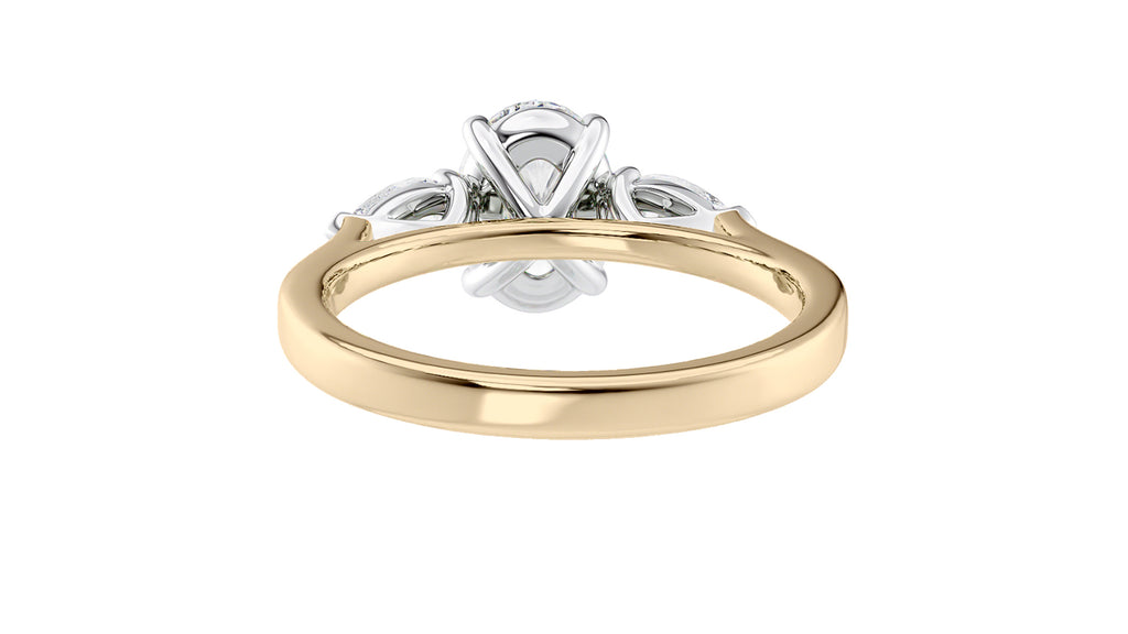 Oval & Pear Cut 3 Stone Diamond Engagement Ring