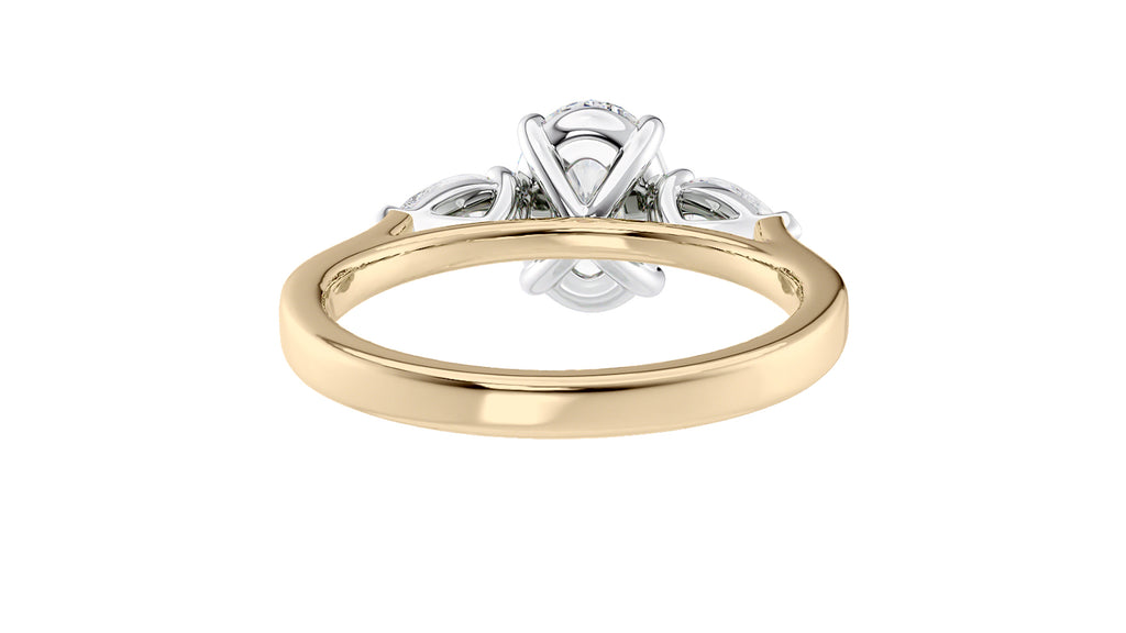 Oval & Pear Cut 3 Stone Diamond Engagement Ring