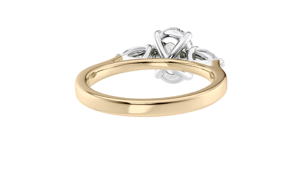 Oval & Pear Cut 3 Stone Diamond Engagement Ring