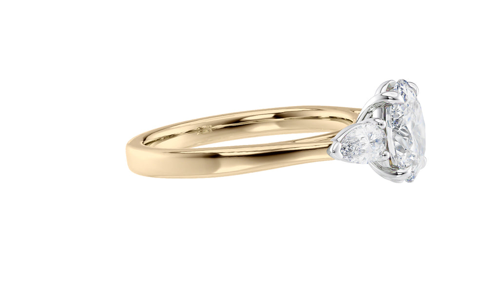 Oval & Pear Cut 3 Stone Diamond Engagement Ring